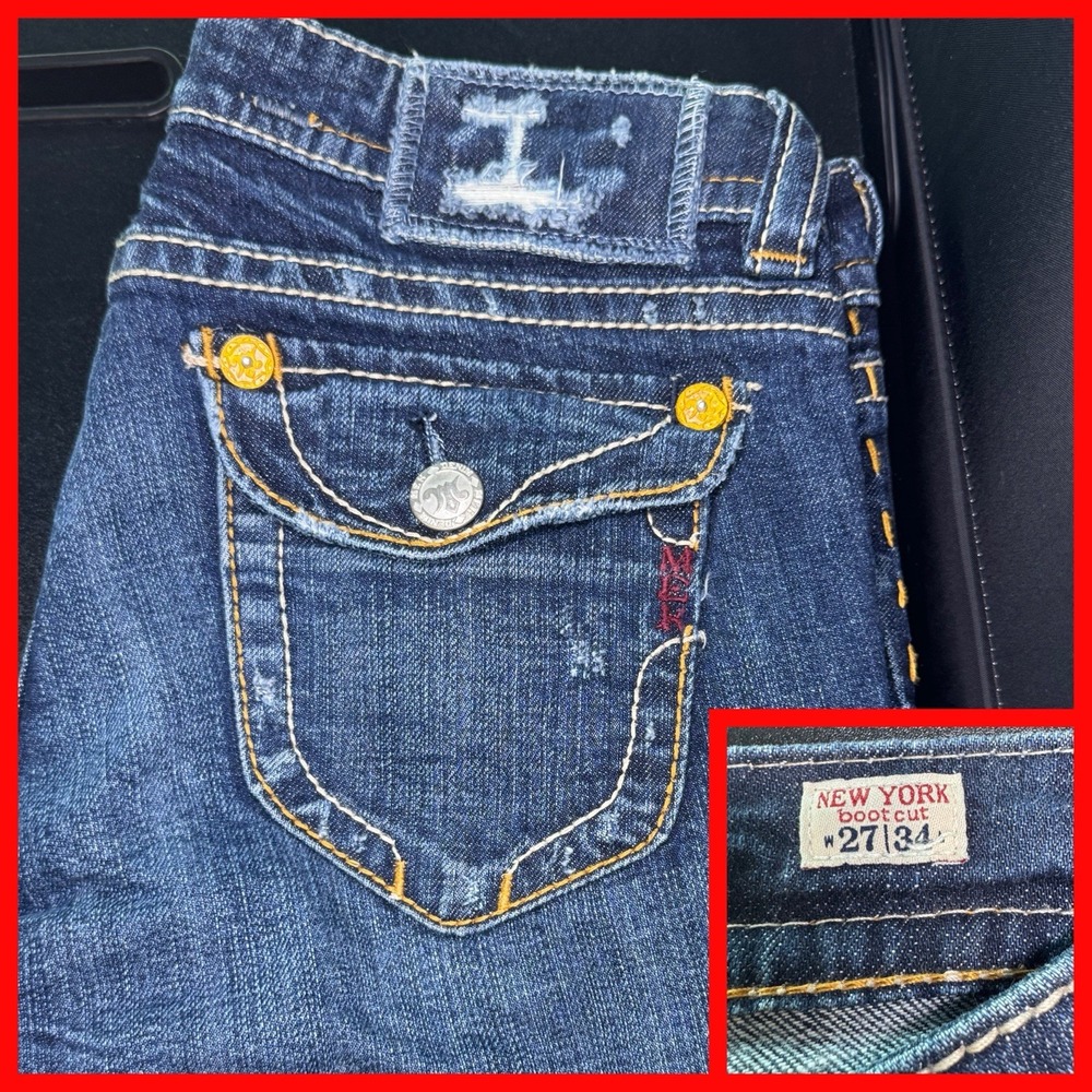 MEK Denim New York Bootcut‎ Jeans Women's Size 27 Distressed Blue Wash